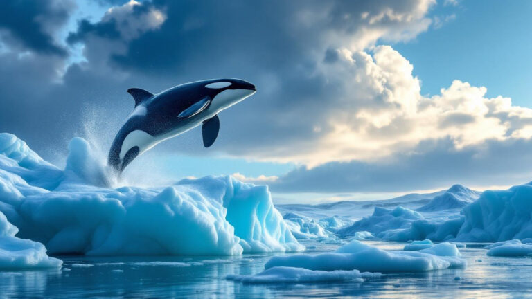 Neither storms nor waves, orcas dangerously breach near melting ice shelves